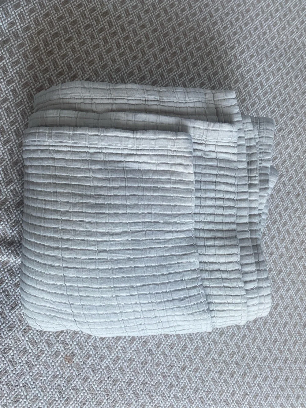 NWOT Organic Ribbed Cotton Coverlet Set in Light Grey